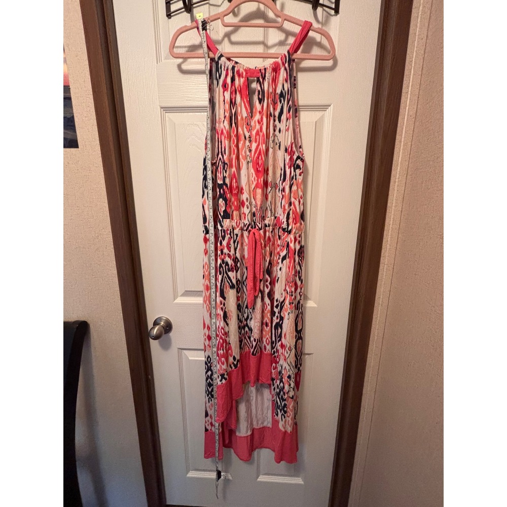 New York & Company Pink Ikat High Low Halter Maxi Dress XL - Picture 4 of 6